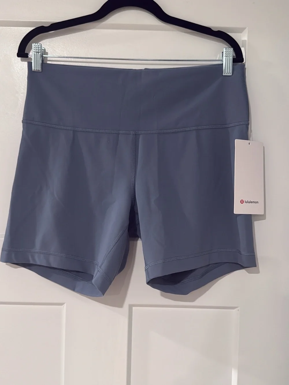 Lululemon 14 Wunder Train HR 6” Biker Shorts in Steel Blue